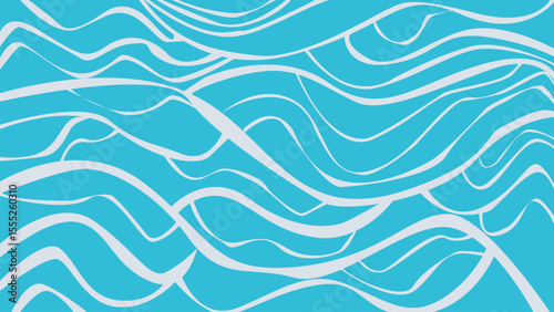 White Wave Lines on Cyan Background