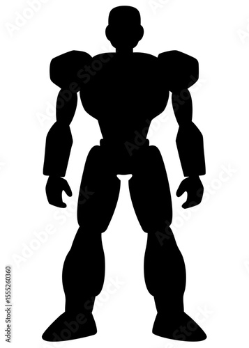 Futuristic android in upright standing pose with clean digital silhouette and smooth form
