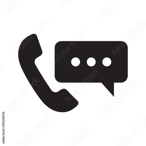 Phone call icon with speech bubble for customer service and communication contact center support for talking and online chat with a client vector solid glyph icon