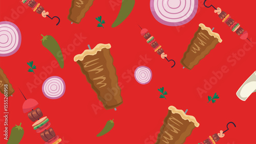 Turkish kebab skewer background