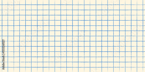 Education back to school concept horizontal banner template. Blue graph grid vintage texture, notebook page, blank sheet. Modern retro vector illustration