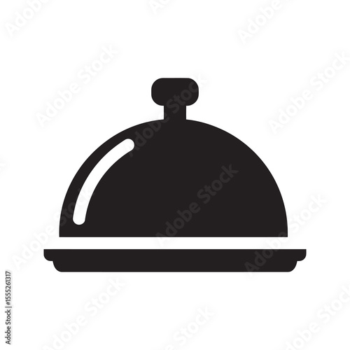 Serving cloche icon for restaurant food service and gourmet dining a metal dome cover for a plate to keep food warm for fine dining vector solid glyph icon