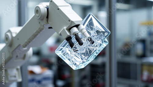 robotic gripper handling fragile glass objects, automation robotics
