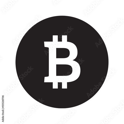 Bitcoin icon for cryptocurrency and digital currency market a symbol for blockchain technology and decentralized finance online virtual money vector solid glyph icon