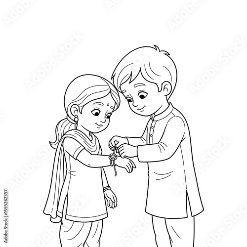 Brother tying rakhi to sister on transparent background isolated on transparent background