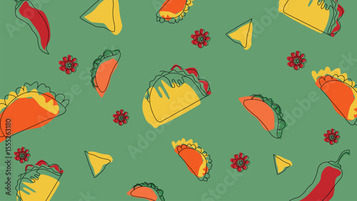 Colorful taco and chili background