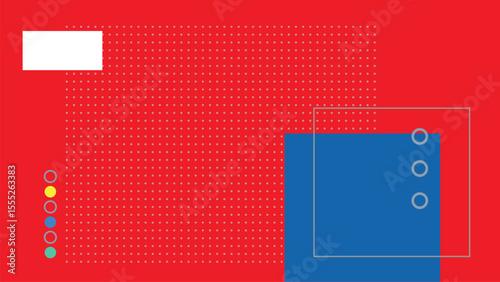 Red layout with blue and white elements background