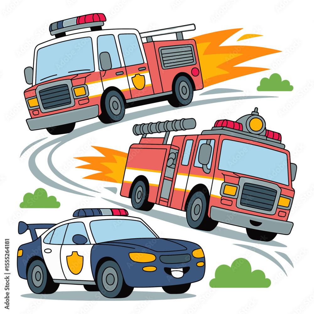 Fototapeta premium whimsical wheels wings playful cartoon transport vector collection