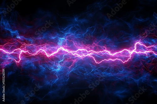 Vibrant electric discharge with bright pink and blue plasma energy arcs