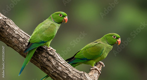 green parrot on a branch