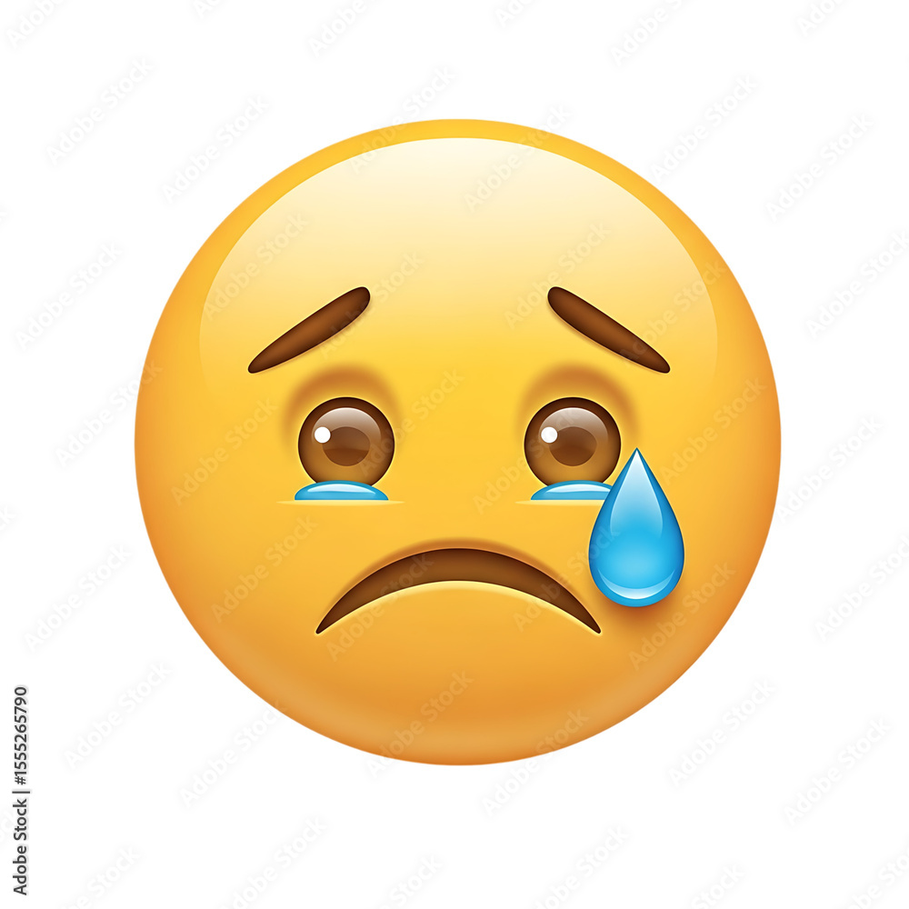 Fototapeta premium Sad crying face emoji illustration for expressing sadness grief sorrow and disappointment online vector image