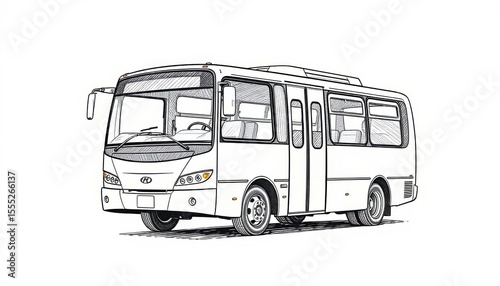 Sketch of a public transport bus in minimalist design  