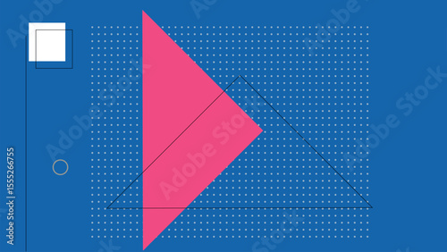 Blue background with abstract pink triangle background