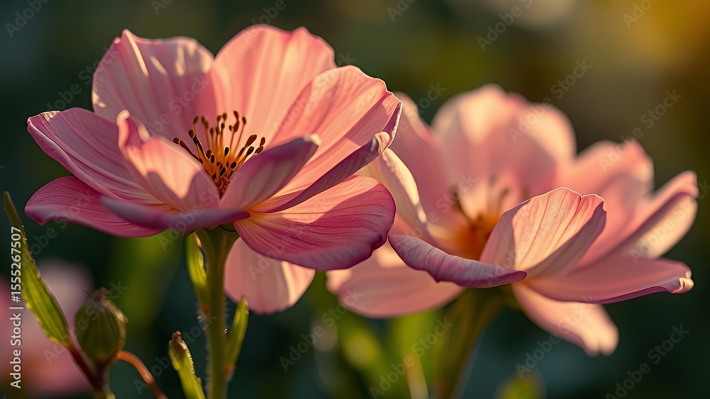 Fototapeta premium Pressed flowers with backlit vein luminescence