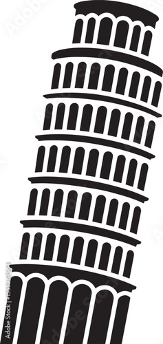Iconic leaning tower of pisa architectural landmark silhouette