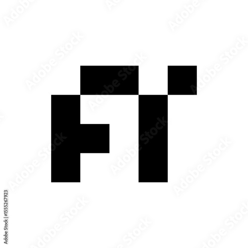 Letter FT or FI pixel technology logo design