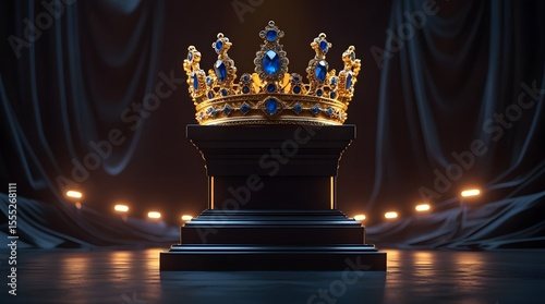Gold crown on illuminated throne pedestal floor lamps