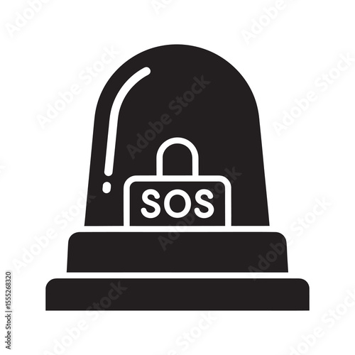 SOS alarm light icon for an emergency warning system representing a distress signal and a siren for a critical security alert vector solid glyph icon