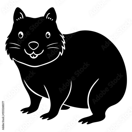 Quokka standing and smile silhouette vector 