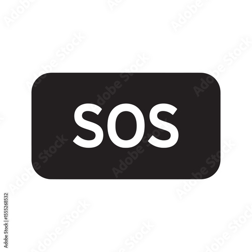 SOS button icon for an emergency distress call representing a panic button for immediate help and a request for urgent rescue vector solid glyph icon