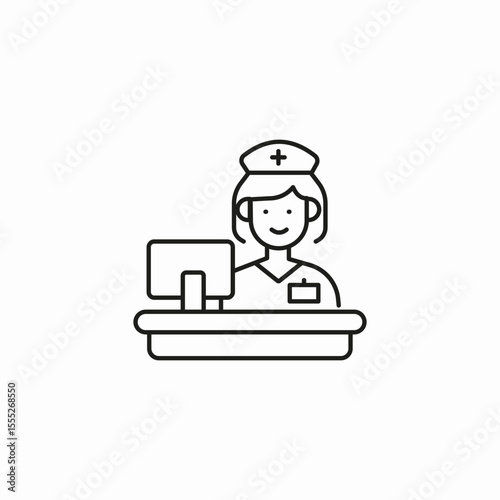 nurse desk computer icon sign vector