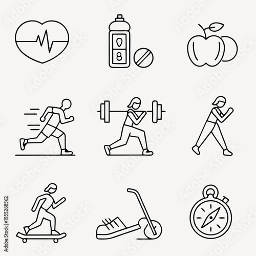fitness icons set