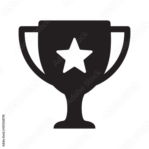 Trophy cup icon for a first place winner representing a business achievement victory success and a competition award for the best performance vector solid glyph icon