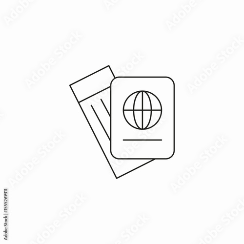 passport and ticket icon sign vector