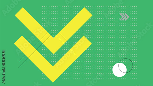 Green interface with yellow chevrons background