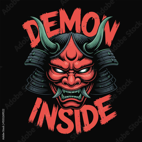 Unmasking the Demon Within Oni Samurai Mask Illustration