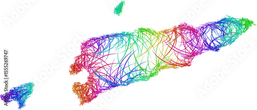 Rainbow sketch outline map of Timor-Leste 