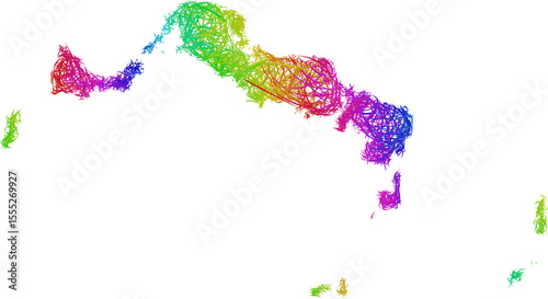 Rainbow sketch outline map of Turks and Caicos Islands 