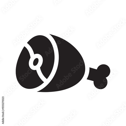 Meat leg icon representing pork or ham food for a butcher shop a restaurant menu or a grocery store for protein and cooking vector solid glyph icon