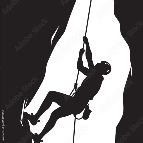 Climbing Heights: Rock Climber Silhouette