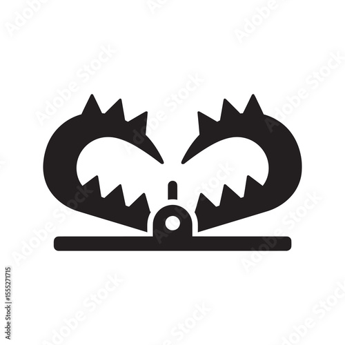 Bear trap icon representing a dangerous hunting tool a security risk or a business problem that needs a careful solution and strategy vector solid glyph icon