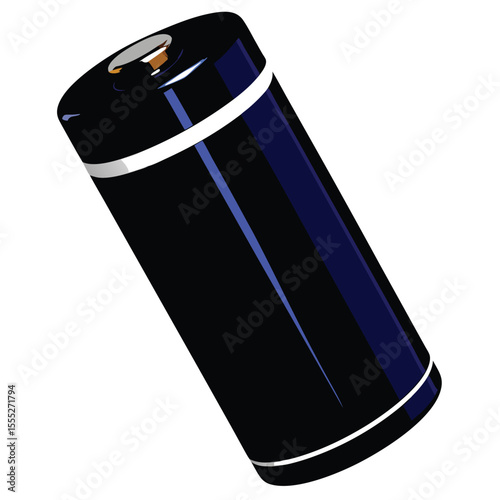 Stylized 3 D Render of an A Battery Black Blue White Colors Isolated on White Background power