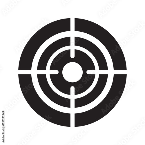 Target icon with a crosshair in the bullseye representing a business goal an aim for precision and a focused objective for success vector solid glyph icon