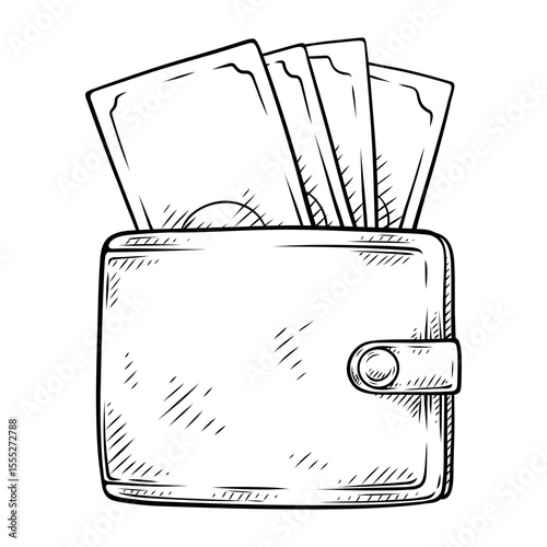 wallet line art drawing illustration