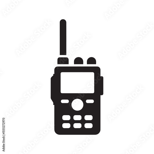 Walkie talkie icon representing a two way radio for communication and broadcasting for a security guard police or military use vector solid glyph icon