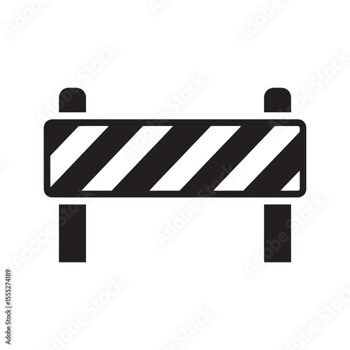 Road barrier icon representing a construction zone a closed road or a police barricade for safety control and traffic restriction vector solid glyph icon