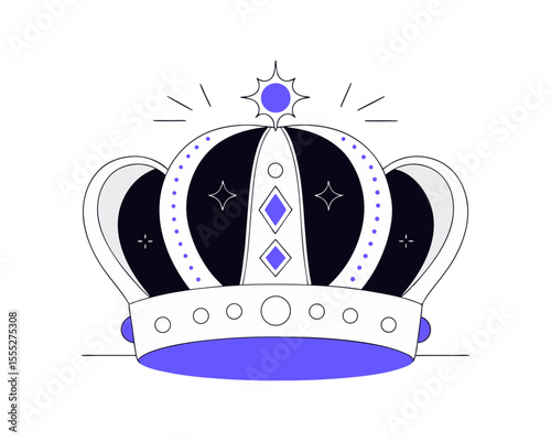 Regal Authority: A Detailed Vector Illustration of a Jeweled Royal Crown, Symbolizing Power and Nobility
