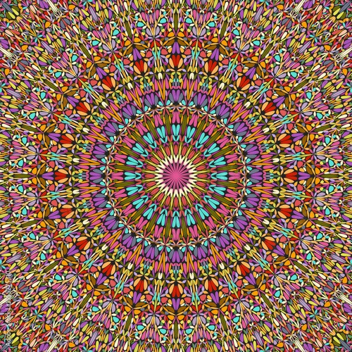 Dynamic colorful circular ornament background - abstract floral vector graphic design