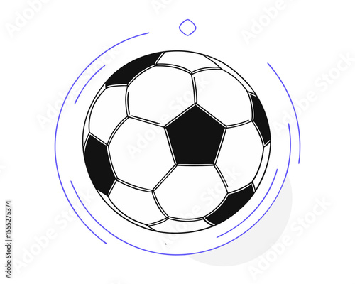 Classic Football/Soccer Ball Vector Illustration: A Detailed Graphic of a Black and White Polygon-Paneled Ball, Sporting Equipment for Sports, Games, and Athletic Design