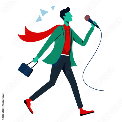 Vector art illustration of a digital marketing businessman