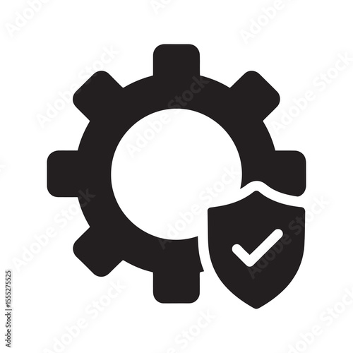 Security service and protection icon with a hand holding a shield with a lock for personal insurance and trusted safety guarantee vector solid glyph icon