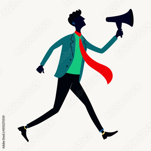 businessman shouting into megaphone