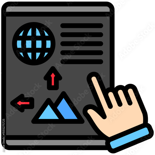 Editor mini illustration outline color icon, use for journalist, broadcasting, news and media UI, UX kit, app and web development, digital or print.