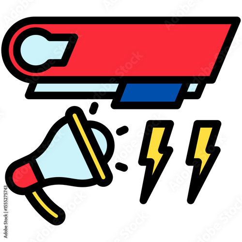 Flash Update mini illustration outline color icon, use for journalist, broadcasting, news and media UI, UX kit, app and web development, digital or print.