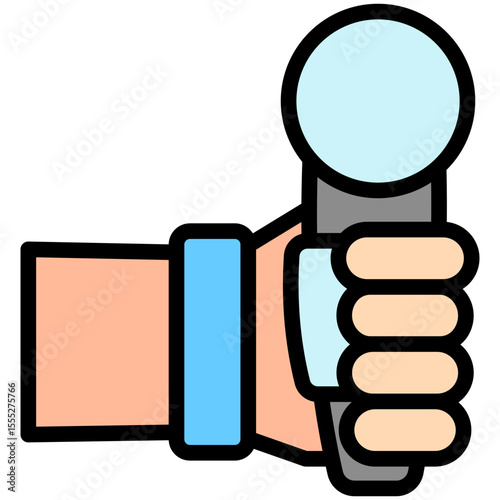 Journalist mini illustration outline color icon, use for journalist, broadcasting, news and media UI, UX kit, app and web development, digital or print.