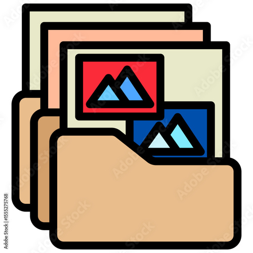 Image Media mini illustration outline color icon, use for journalist, broadcasting, news and media UI, UX kit, app and web development, digital or print.